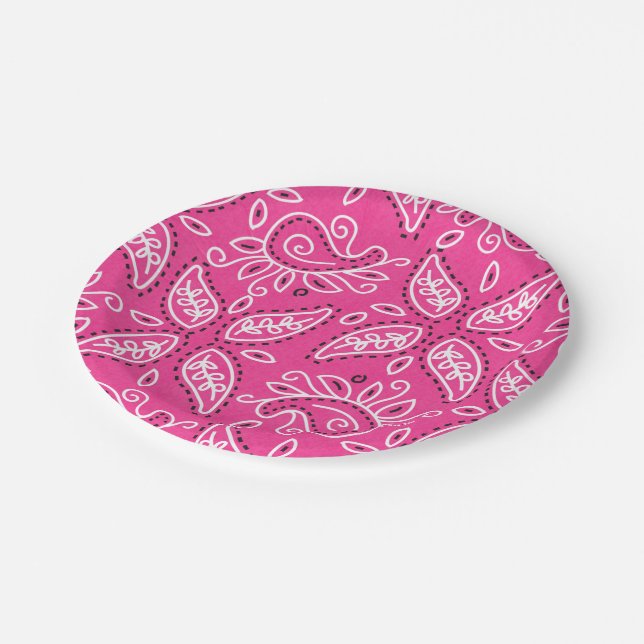 Assiettes En Carton Pink Country Paisley motif (Angle)