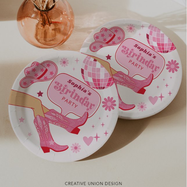 Assiettes En Carton Pink Cowgirl Anniversaire Fête Let's Go Girls (Créateur téléchargé)