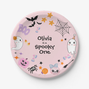Assiettes En Carton Pink Éffrayant One Cute Ghost Halloween 1er Annive