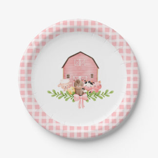 Assiettes En Carton Pink En vichy Barnyard Plaques de papier d'anniver