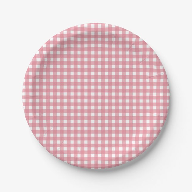Assiettes En Carton Pink En vichy Western (Devant)