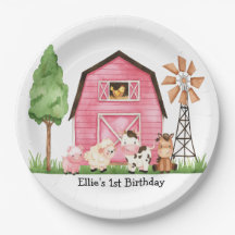 Pink Farm Barnyard Plaques d'anniversaire