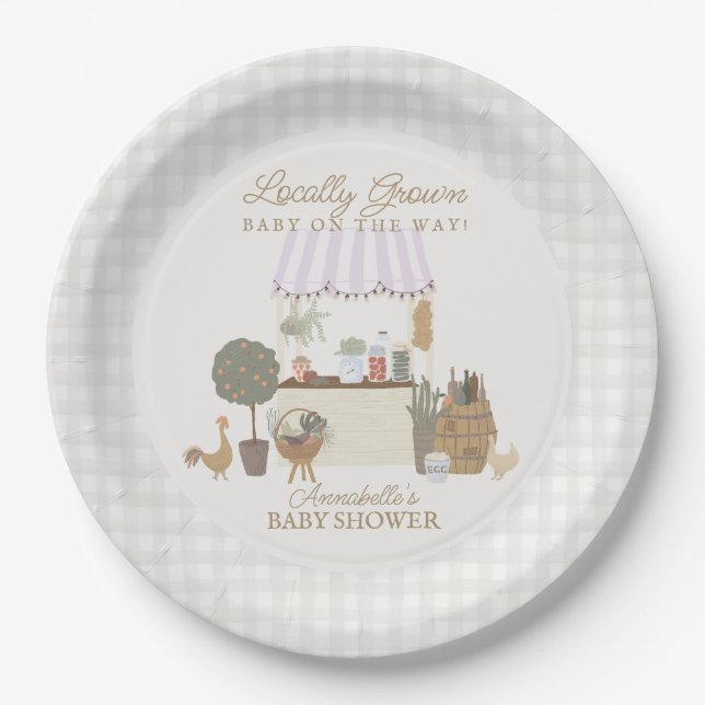 Assiettes En Carton Pink Farmers Market Farm Baby shower frais (Devant)