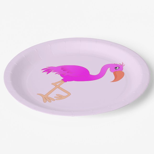 Assiettes En Carton Pink Flamingo Paper Plates - Happy Party (Angle)