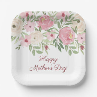 Assiettes En Carton Pink Floral Church Mother's Day Brunch