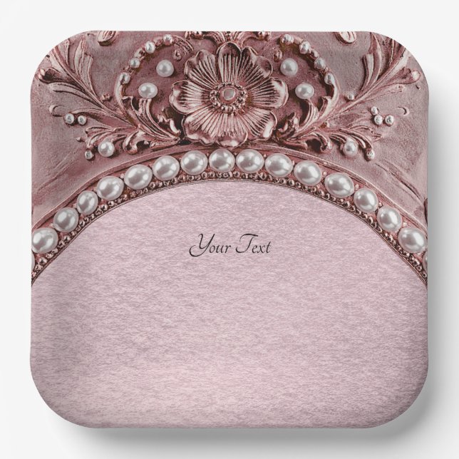 Assiettes En Carton Pink Flower Paper Plate (Recto)