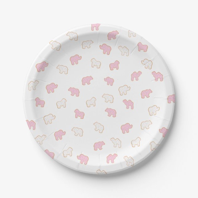 Assiettes En Carton Pink Frosted saupoudrer Animal Cookie party (Devant)