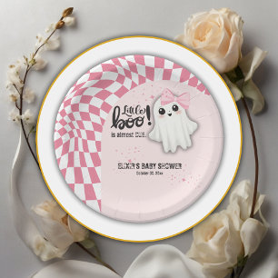 Assiettes En Carton Pink Ghost Little Boo est presque dû Baby shower