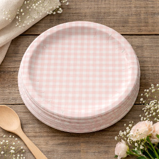 Assiettes En Carton Pink Gingham Paper Plates