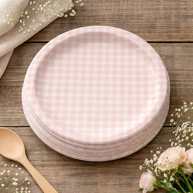Assiettes En Carton Pink Gingham Paper Plates (Créateur téléchargé)