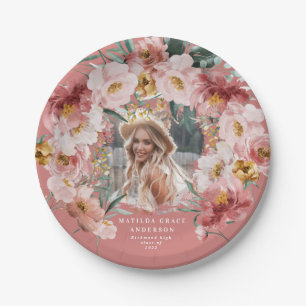 Assiettes En Carton Pink girly floral photo de la fête de graduation p