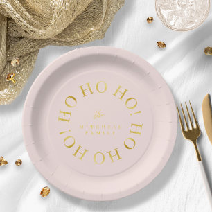 Assiettes En Carton Pink Gold Christmas Ho Ho Ho ID1009