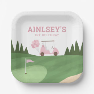 Assiettes En Carton Pink Golf Anniversaire