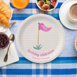Assiettes En Carton Pink Green Masters Golf Anniversaire