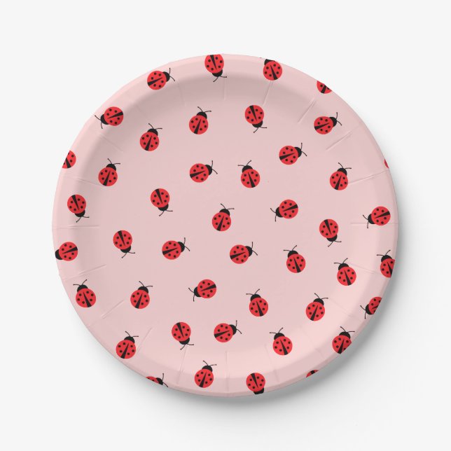 Assiettes En Carton Pink Ladybug Paper Plates (Devant)