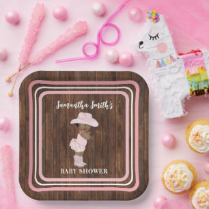 Assiettes En Carton Pink Little AA Cowgirl Baby shower occidental