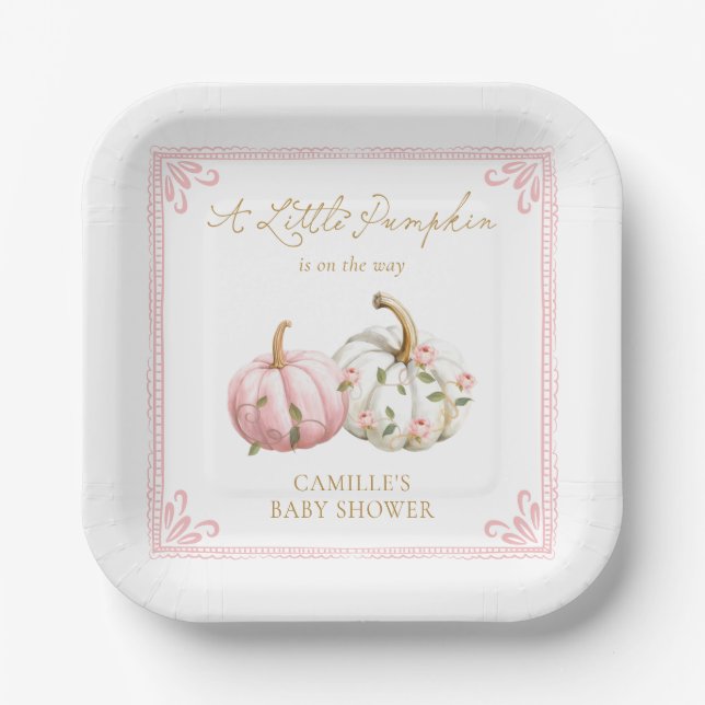 Assiettes En Carton Pink Little Pumpkin Party Plates (Recto)