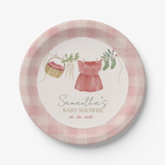 Assiettes En Carton Pink Locally Grown Farmer's Market Baby Shower