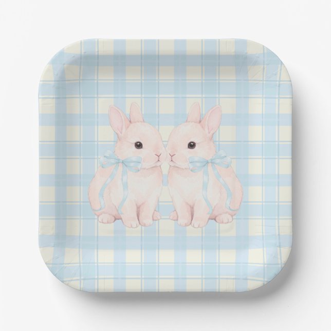 Assiettes En Carton Pink Marshmallow Bunny Rabbits Easter (Recto)
