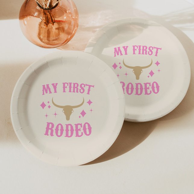 Assiettes En Carton Pink My First Rodeo Cowgirl 1er Anniversaire (Créateur téléchargé)