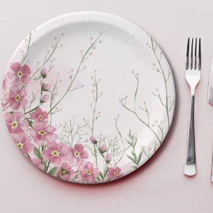 Assiettes En Carton Pink Oublie Moi Pas Floral Baby shower Printemps
