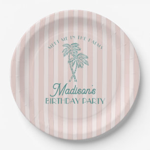 Assiettes En Carton Pink Palm Spring Pastel Beach Anniversaire