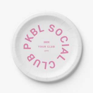 Assiettes En Carton Pink PKBL Social Club Crest Pickleball