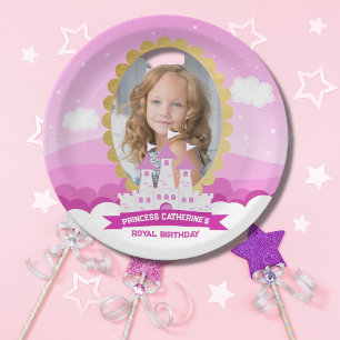 Assiettes En Carton Pink Royal Princess Castle Girl Anniversaire
