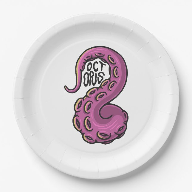 Assiettes En Carton Pink Tentacle (Devant)