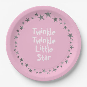 Assiettes En Carton Pink Twinkle Little Star Baby Girl Party Plaques