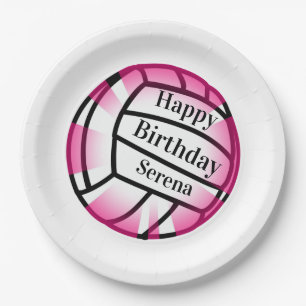 Assiettes En Carton Pink Volleyball Joyeux Anniversaire Custom Paper P