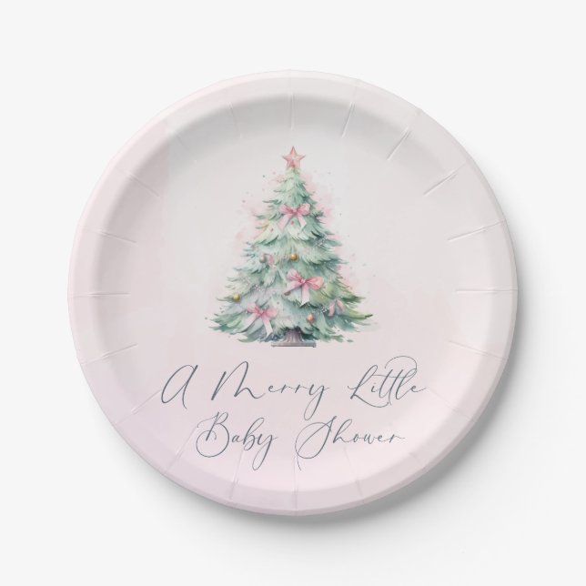 Assiettes En Carton Pink winter A merry Little baby shower (Devant)
