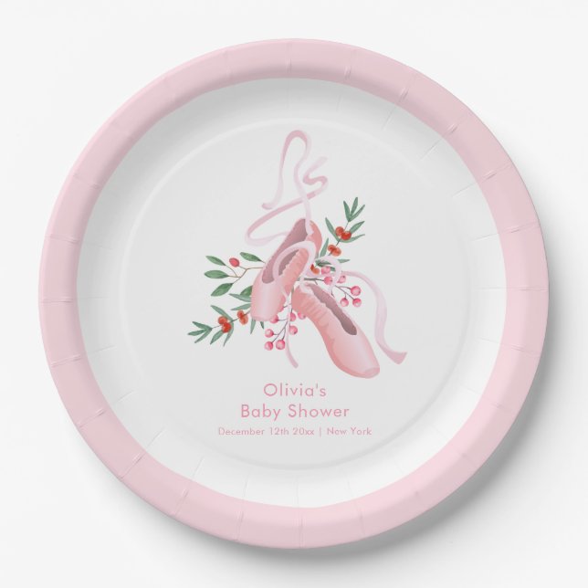 Assiettes En Carton Pink Winter Ballerina Tutu Cold Baby Shower  (Devant)