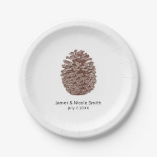Assiettes En Carton Pins rustiques Mariage campagnard simple