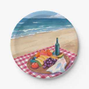 Assiettes En Carton Pique-nique à la plage   Peinture de bord de mer
