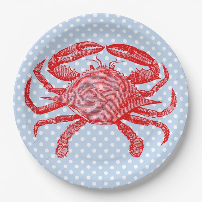Assiettes En Carton Pique-nique de crabe de fruits de mer en été (Devant)