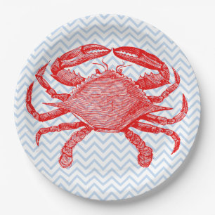 Assiettes En Carton Pique-nique de crabe de fruits de mer en été