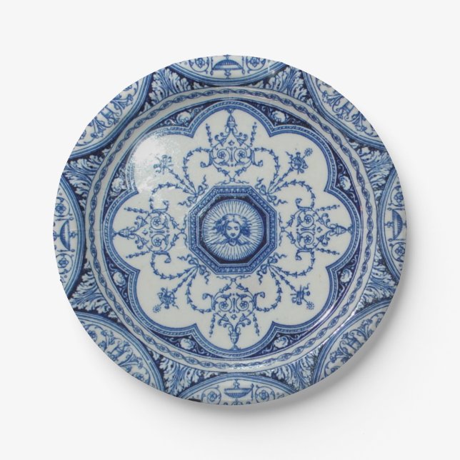 Assiettes En Carton Pique-nique le 1896 Minton livre blanc bleu et 7 (Devant)