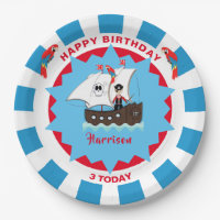 Pirate Birthday Cute Ship Kids Personnalisé