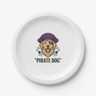 Assiettes En Carton Pirate Chien Gravure Vintage Design de T-Shirt_1