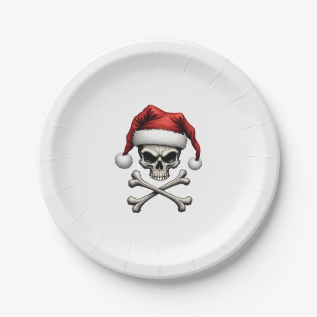 Assiettes En Carton Pirate Christmas Skull & Crossbones Santa Hat. Got (Devant)