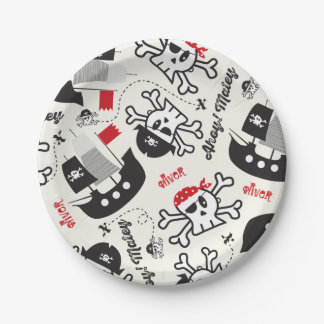 Assiettes En Carton Pirate Crâne Bateau Fête d'anniversaire garçon Nom