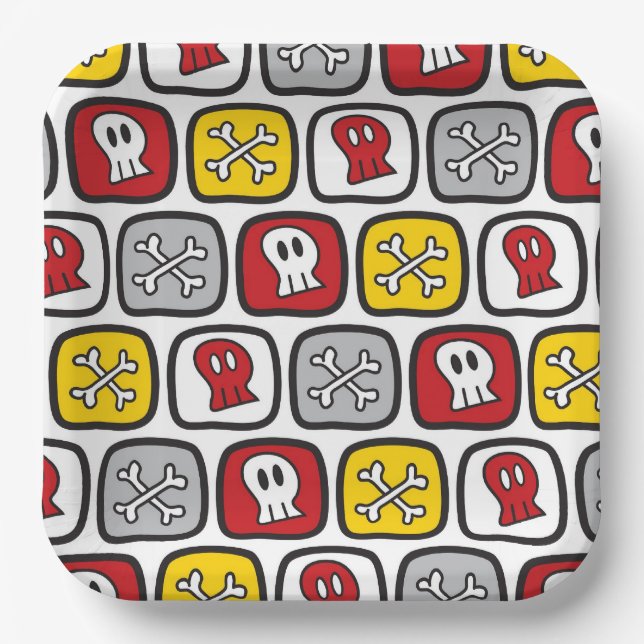 Assiettes En Carton Pirate de dessin animé / Skeleton Skuls & Bones Ha (Recto)