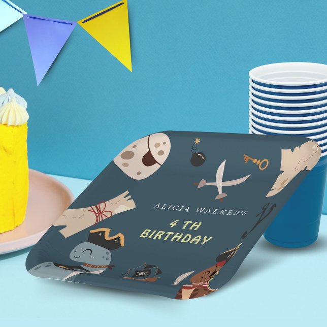 Assiettes En Carton Pirate Dinosaur fête Animaux Anniversaire de enfan (Créateur téléchargé)