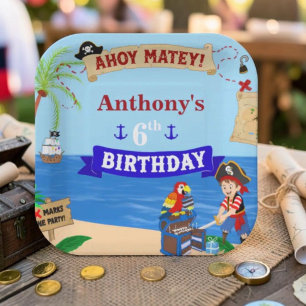 Assiettes En Carton Pirate Gâteau Coffre au Trésor Fête d'Anniversaire