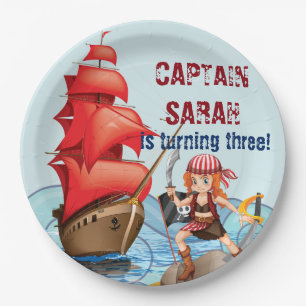 Assiettes En Carton Pirate Girl Anniversaire Fête Bande de bateau