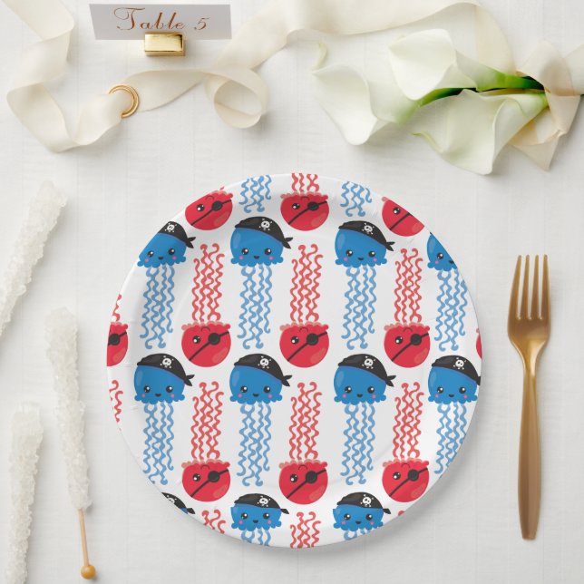 Assiettes En Carton Pirate Jellyfish, Motif de méduses, Sea Animaux (Mariage)