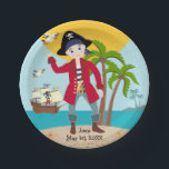 Assiettes En Carton Pirate kid birthday<br><div class="desc">This product is for kids that love pirates and piracy stories. It feesta cute little pirate boy that has arrived on this island with palm trees. There's a pirate ship in the horizon waiting for him to return with a treasure! Seagulls are watching. This product is ideal for a pirate...</div>