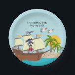 Assiettes En Carton Pirate kid birthday<br><div class="desc">This product is for kids that love pirates and piracy stories. It feesta cute little pirate boy that has arrived on this island with palm trees. There's a pirate ship in the horizon waiting for him to return with a treasure! Seagulls are watching. This product is ideal for a pirate...</div>