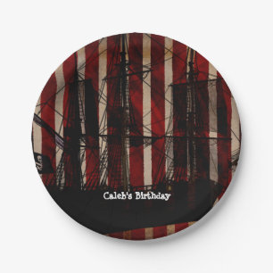 Assiettes En Carton Pirate Ship Grunge Plaques de fête d'anniversaire
